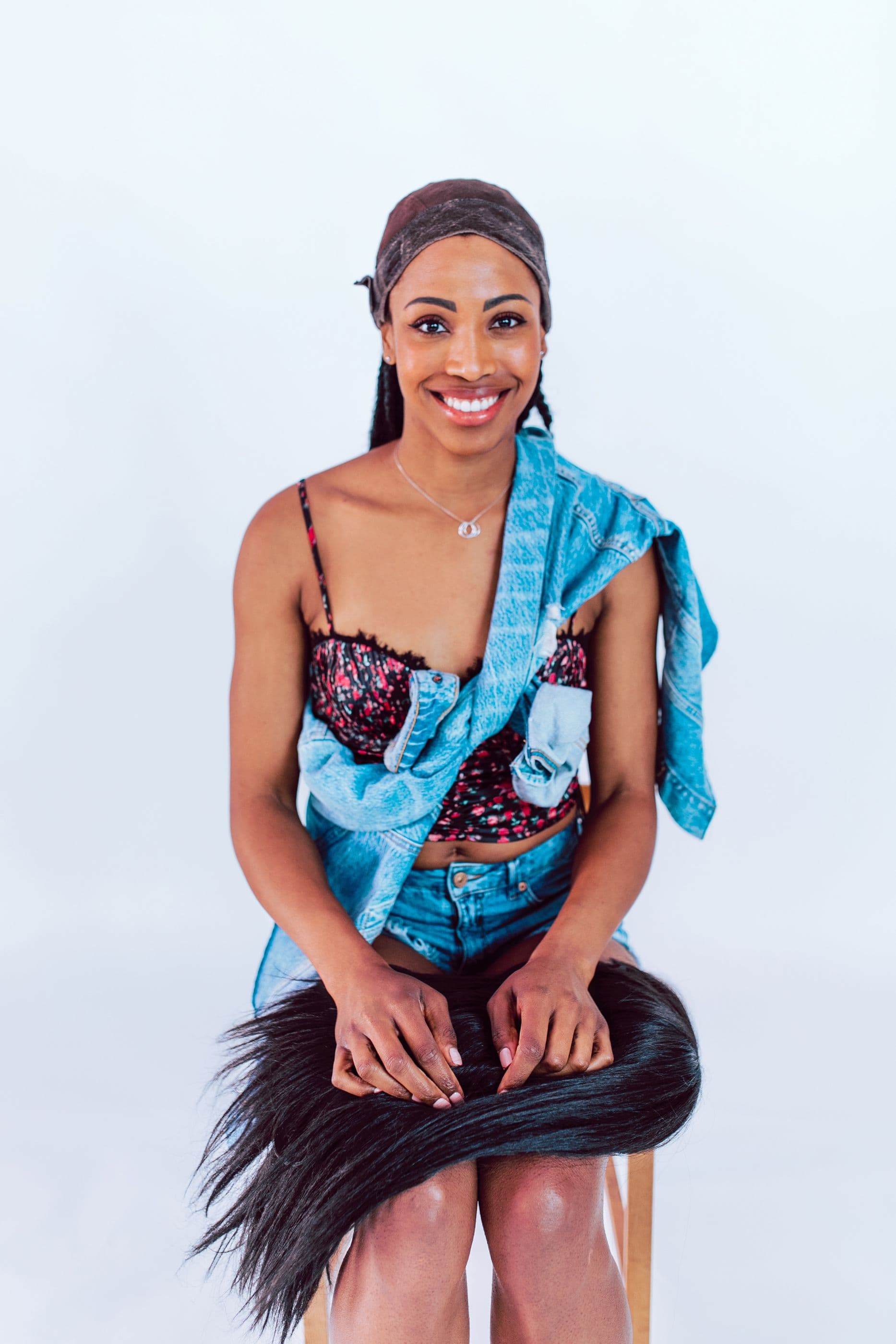 Model wearing LACED extensions